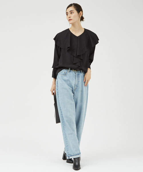 ブラウス シャツ ラッフルカラーブラウス レディース : ZOZOTOWN