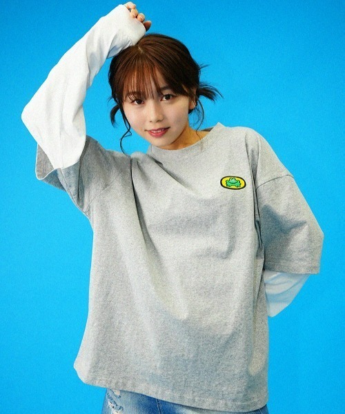 GALFY tシャツ 「パラッパラッパー」胸ロゴワッペン刺繍フェイク