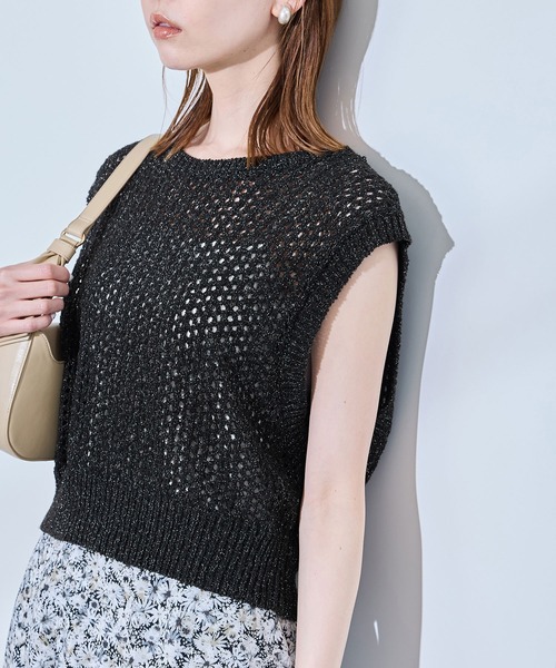 ROPE' PICNIC（ロペ ピクニック） ベスト ジレ 透かし編みラメニット