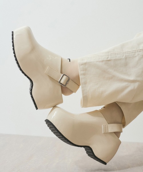 ADAM ET ROPE' アダムエロペ　バッグベルトクロッグ ホワイト 白 ADAM ET ROPE' サンダル バックベルトクロッグ レディース