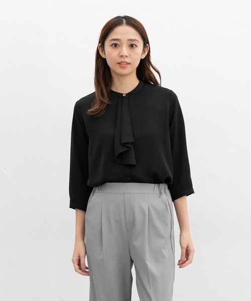 BALLANTYNE レディースブラウス 6217 Honeys ブラウス シャツ 7分袖ボウタイブラウス レディース
