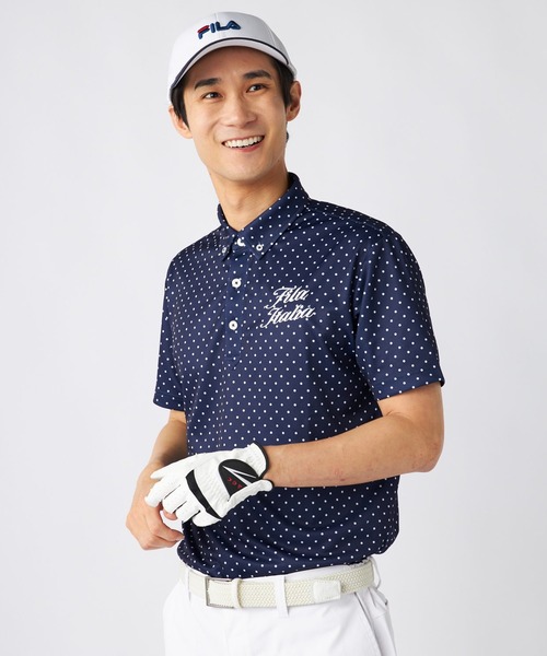 FILA GOLF ポロシャツ 半袖 ドット総柄半袖ポロシャツ メンズ