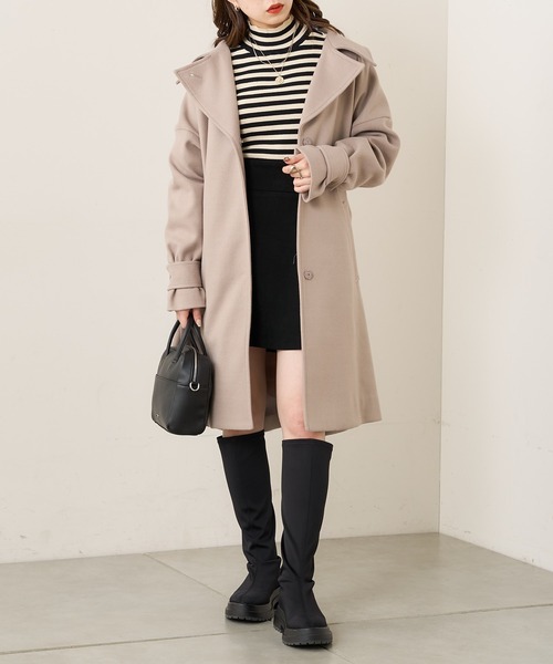 Chico（チコ） ステンカラーコート FREE グレイッシュベージュ