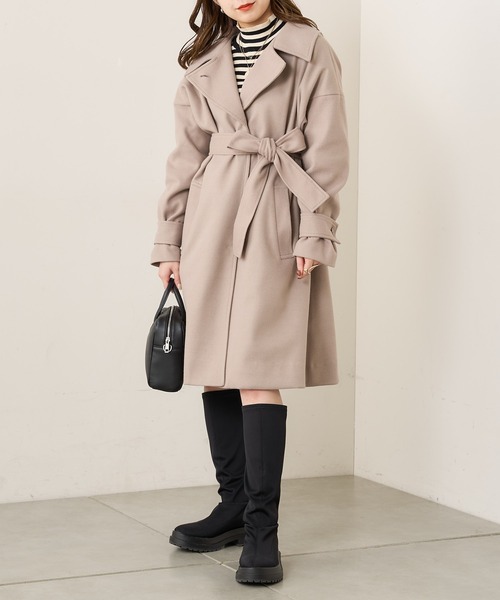 Chico（チコ） ステンカラーコート FREE グレイッシュベージュ