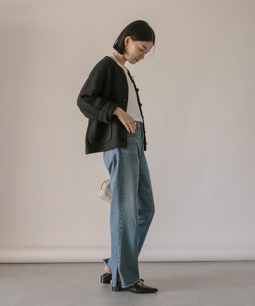 「RIVE DROITE」 ニットカーディガン FREE オフホワイト レディース_画像3