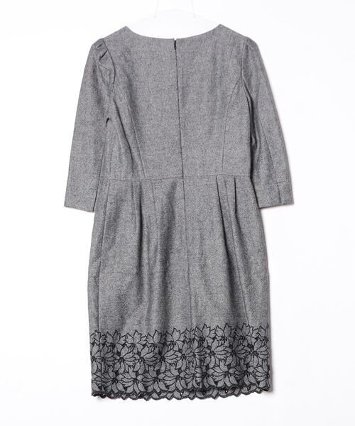 「Debut de Fiore」 刺繍7分袖ワンピース 38 グレー レディース_画像2