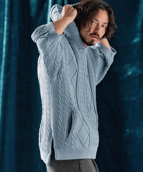 ANGENEHM（アンゲネーム） パーカー mpa3732-Airy yarn cable stitch