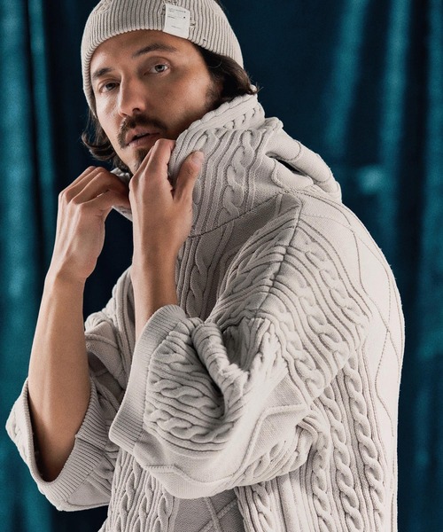 ANGENEHM（アンゲネーム） パーカー mpa3732-Airy yarn cable stitch