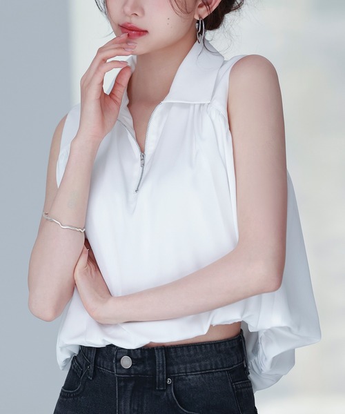 ELISABETTA FRANCHI ロゴテープ ノースリーブブラウス トップス SAISON 