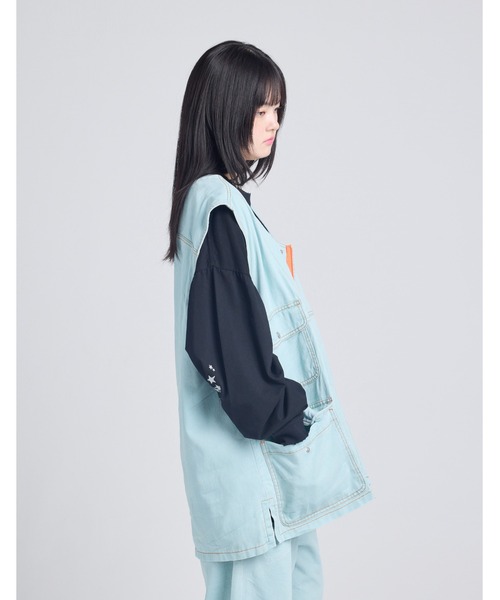 ベスト ジレ /Little sunny bite/twill vest レディース メンズ Little sunny bite ベスト ジレ twill vest レディース メンズ