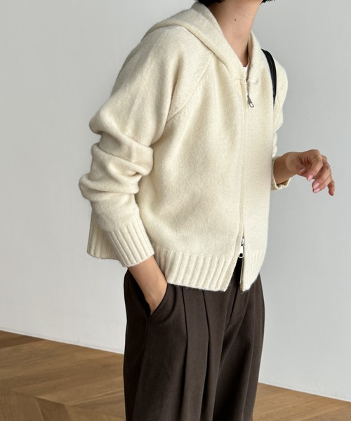 「CANAL JEAN」 ニットカーディガン ONE SIZE レッド レディース_画像2