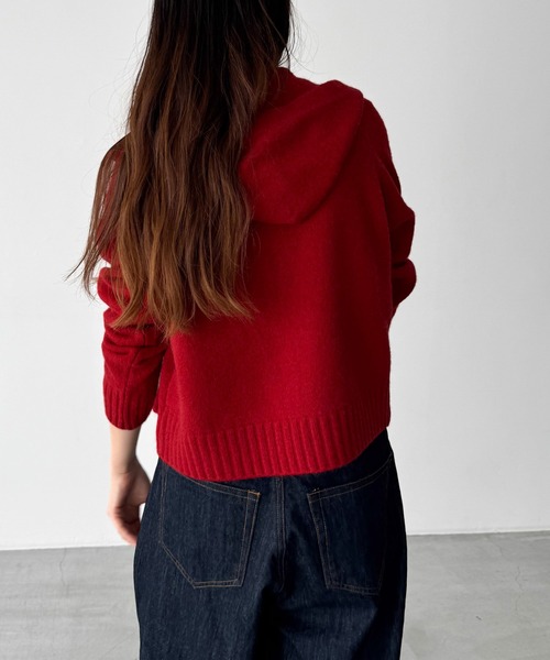 「CANAL JEAN」 ニットカーディガン ONE SIZE レッド レディース_画像6