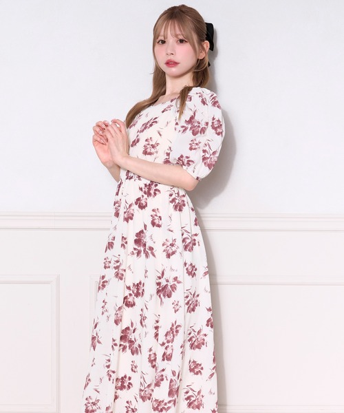 apres jour（アプレジュール） ワンピース パフスリーブ花柄ワンピース