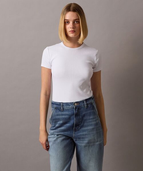 tシャツ コントゥア リブTシャツ レディース