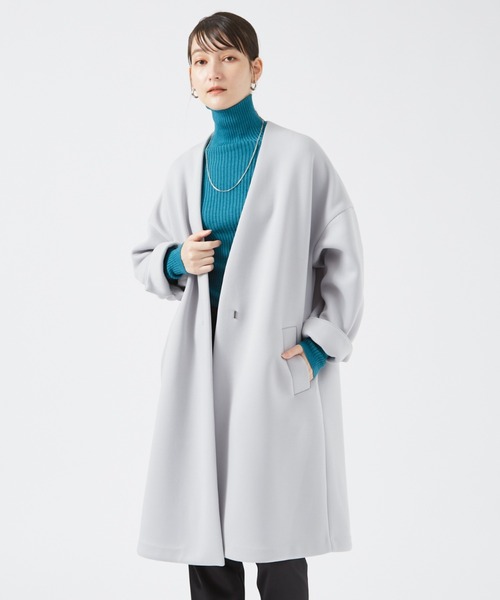qualite コート qualite 「qualite」 ノーカラーコート 36 グレー レディース