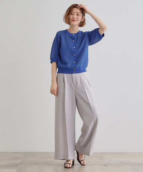 カーディガン パターンメッシュカーディガン レディース N.Natural Beauty Basic カーディガン メッシュZIPニット