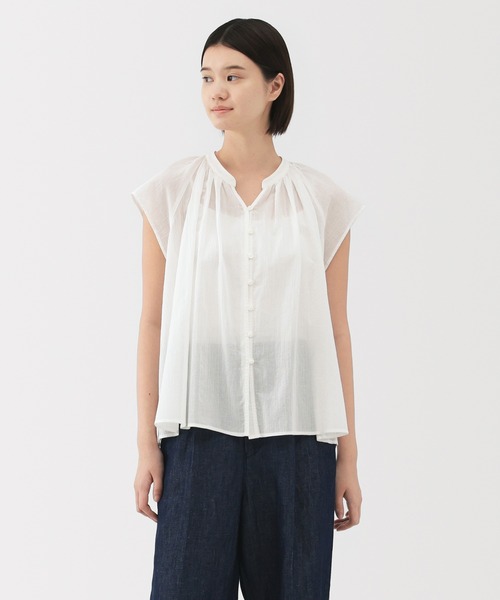 プリーツプリーズ フレンチスリーブ オフホワイト サイズ3 PLEATS PLEASE プリーツプリーズ ノースリーブ レース シャツ
