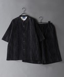 甚平 浴衣 しじら織り バンドカラーシャツ&シ...の詳細画像1
