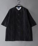 甚平 浴衣 しじら織り バンドカラーシャツ&シ...の詳細画像2