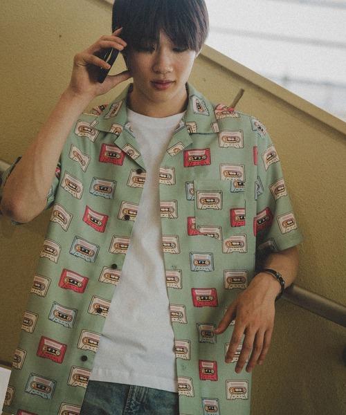 80s KANSAI YAMAMOTO 総柄ウールシャツ　顔タグ vintage 期間限定SALE／'【KANSAI YAMAMOTO】KANSAI JAPAN 昭和モチーフ