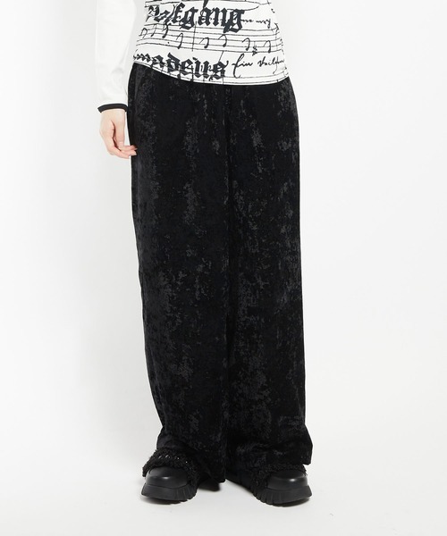 gomme（ゴム） パンツ クラッシュベルベット ストレートパンツ