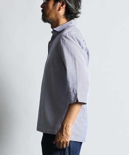 The DUFFER of ST.GEORGE シャツ SEERSUCKER STRIPE 3Q SKIPPER