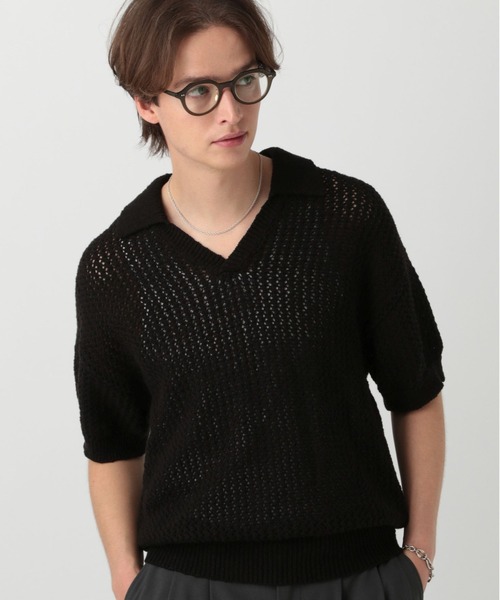 luudan knit polo ルーダン　ニットポロシャツ SINSS ポロシャツ Stitched knit polo shirt / ステッチニット