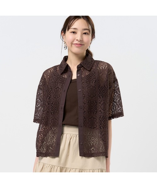 BRICK HOUSE by TOKYO SHIRT ブラウス シャツ 夏 クロシェ風 レース