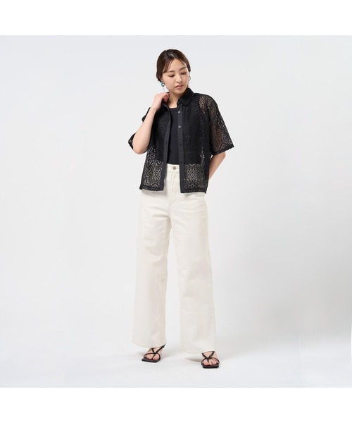 BRICK HOUSE by TOKYO SHIRT ブラウス シャツ 夏 クロシェ風 レース