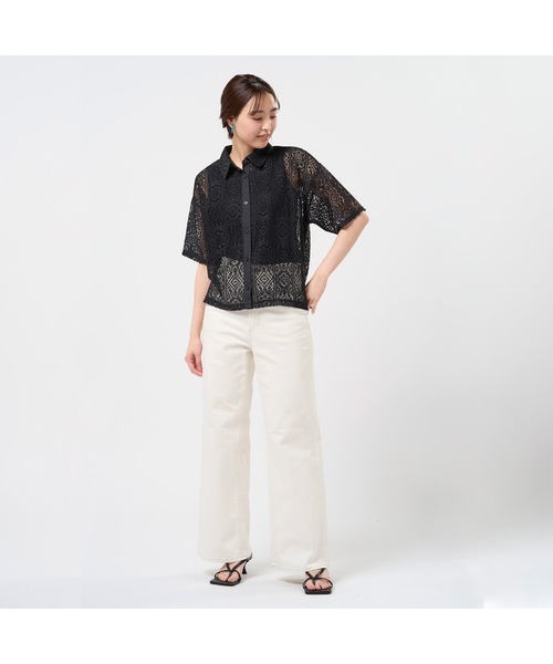 BRICK HOUSE by TOKYO SHIRT ブラウス シャツ 夏 クロシェ風 レース