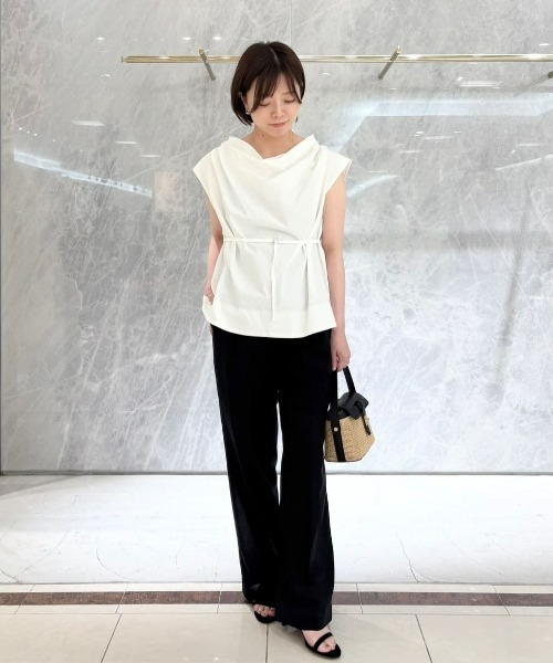 allureville ブラウス シャツ ドレープシャツプルオーバー