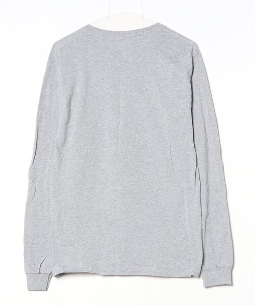 「Champion」 ワンポイント長袖Tシャツ M グレー メンズ