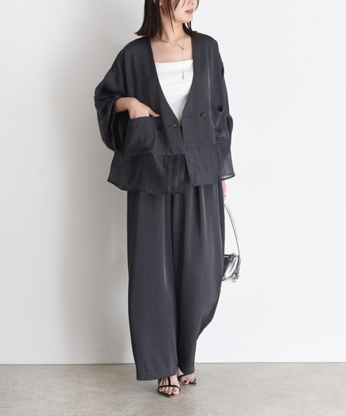 Eimee Law セットアップ ヘムシアーノーカラーブラウス