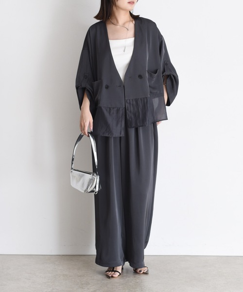 エイミーロウ　セットアップ上下セット Eimee Law セットアップ ヘムシアーノーカラーブラウス