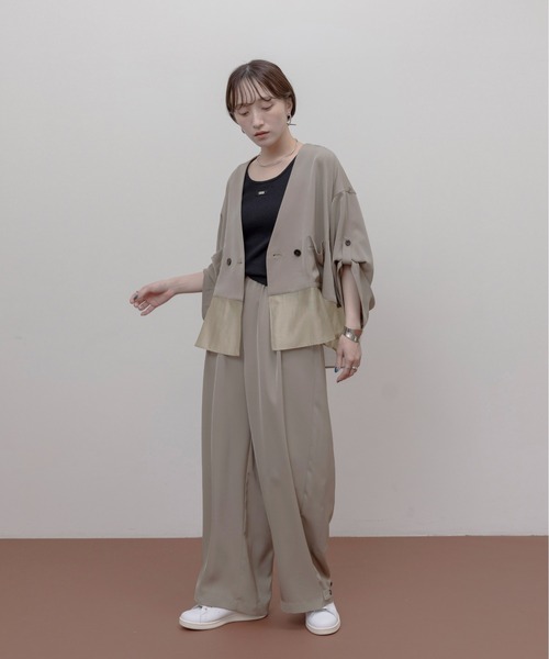 エイミーロウ　セットアップ上下セット Eimee Law セットアップ ヘムシアーノーカラーブラウス