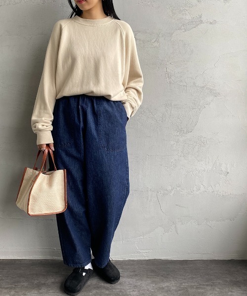 「DANTON」 デニムパンツ 36 ダークインディゴブルー レディース_画像2