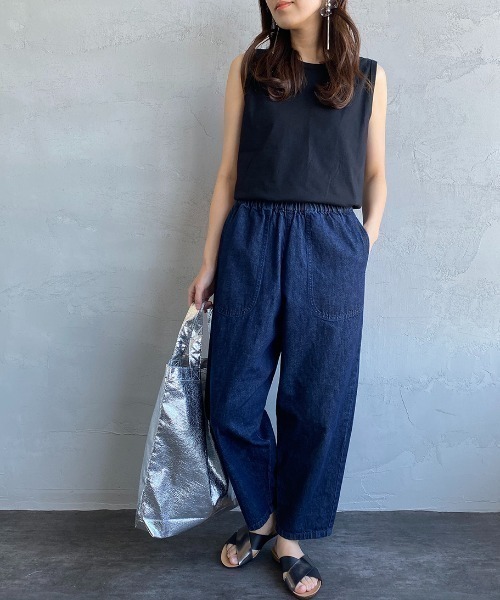 「DANTON」 デニムパンツ 36 ダークインディゴブルー レディース_画像3