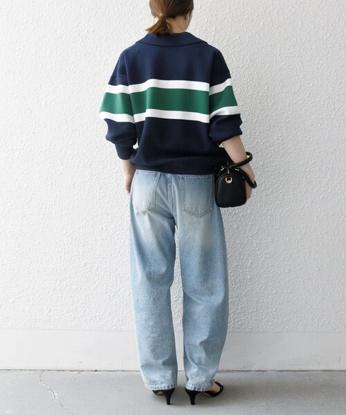 SHIPS any ニット セーター any:「手洗い可能」パネル ボーダー