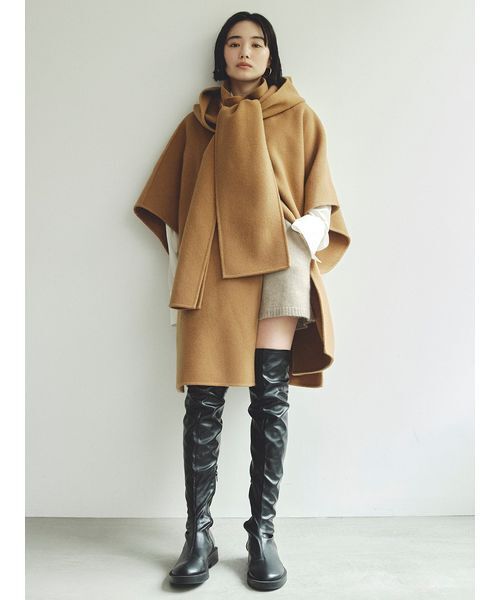 MIESROHE（ミースロエ） ポンチョ 接結フードポンチョCT レディース