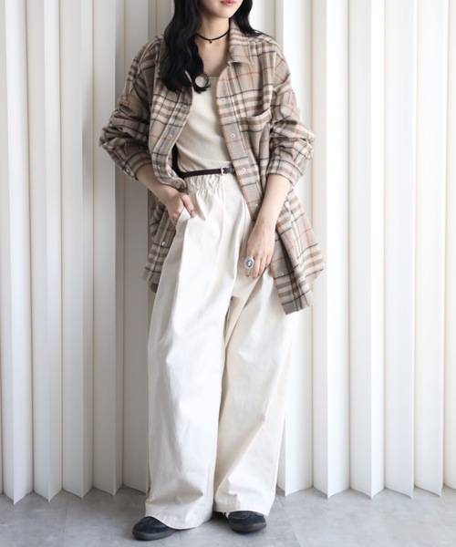 YENNA ブラウス シャツ 「ニュアンス起毛チェックシャツジャケット