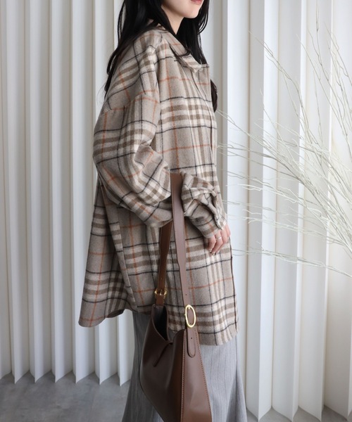 YENNA ブラウス シャツ 「ニュアンス起毛チェックシャツジャケット