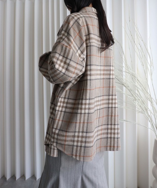 YENNA ブラウス シャツ 「ニュアンス起毛チェックシャツジャケット