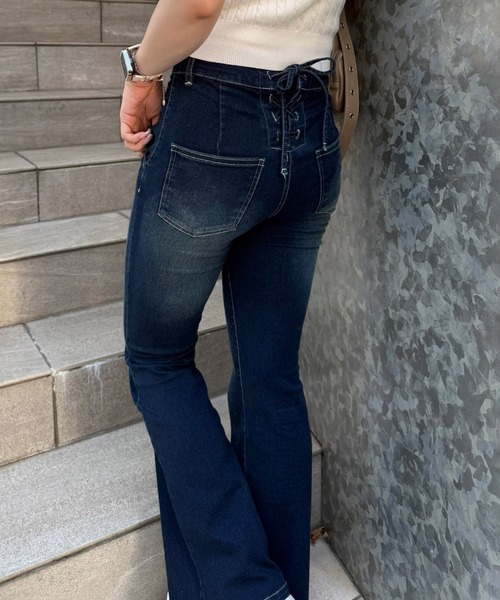 【美品】Glare セミドライ　ブラック/デニム　レディース me+em select（ミームセレクト） ジーンズ デニム デニムパンツ