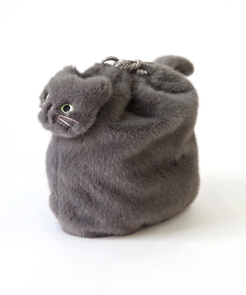 UNDERCOVER 猫モチーフ ボウリングバッグ ハンドバッグ ショルダーバッグ バッグ WOVEN (ウーヴン) / エコファー ねこ 2WAY