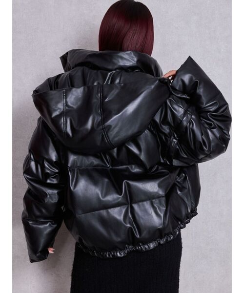 GYDA 黒ダウンジャケット GYDA ジェイダ ダウン ジャケット ショート GD ベルト付き ショート