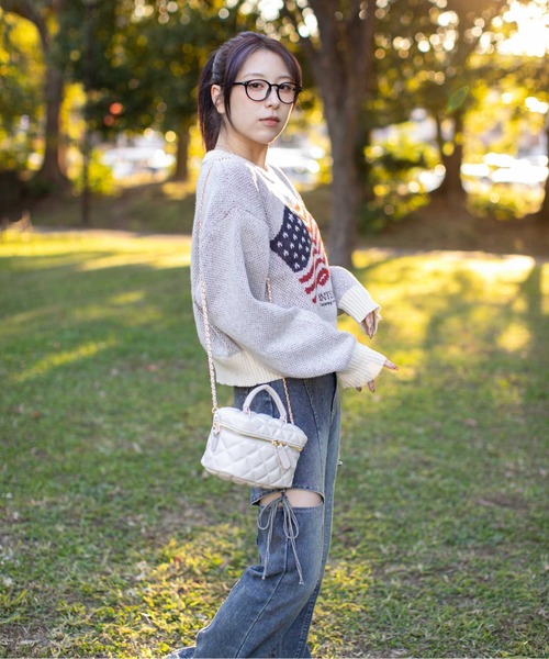 ニット セーター 「アメリカフラッグジャガード×メランジ風