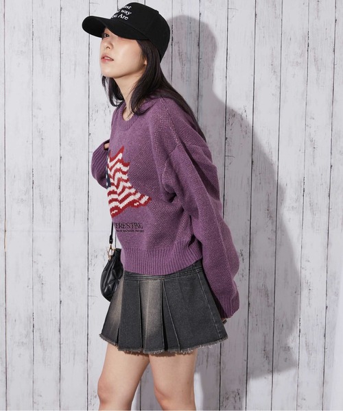 ニット/セーター AmerivintageBUSTIERPATTERNKNITSET ニット セーター 「アメリカフラッグジャガード×メランジ風