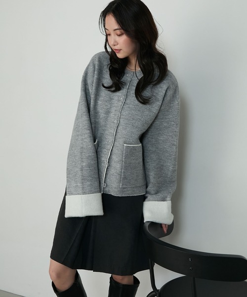 forksy.（フォルクシー） カーディガン 「forksy.」袖配色デザインバイ