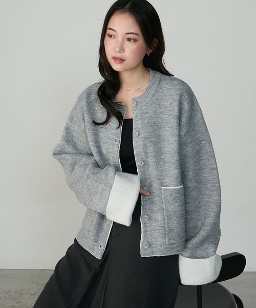 forksy.（フォルクシー） カーディガン 「forksy.」袖配色デザインバイ