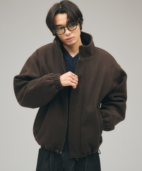 Adoon plain ブルゾン アウター STAND NECK SHAGGY BLOUSON / スタンド